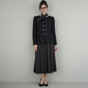 Size 14 Vintage LESLIE FAY 3-Piece Career Set: Pleated Skirt Jacket & Scarf NWT